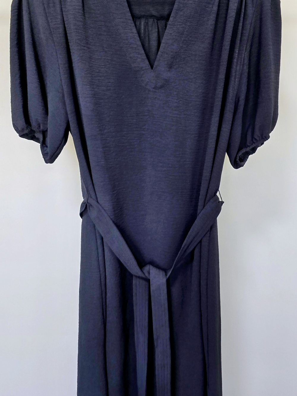 Tommy Hilfiger Navy V-Neck Long Sleeve Belted Dress
